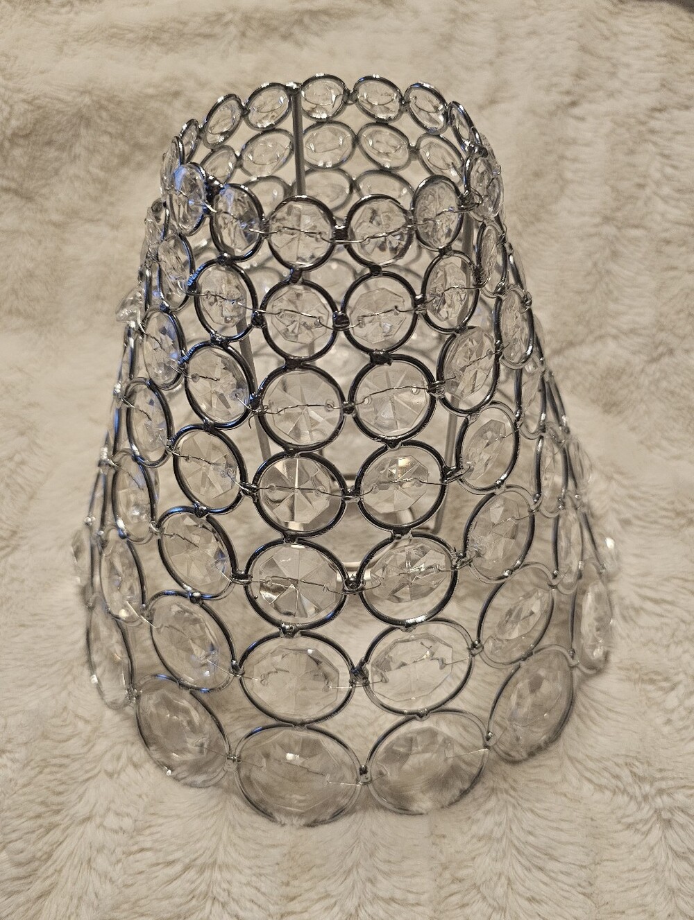 Crystal Accent Lamp Shade - Silver Frame Clear Crystals